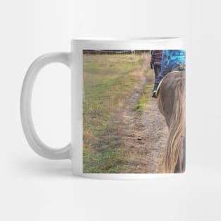 Brown pony croup with a long tail walking away Mug